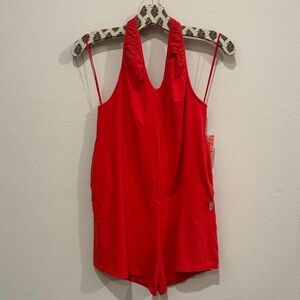 NWT Small Free People Movement Victory Red Hot Shot Halter Neck Romper!